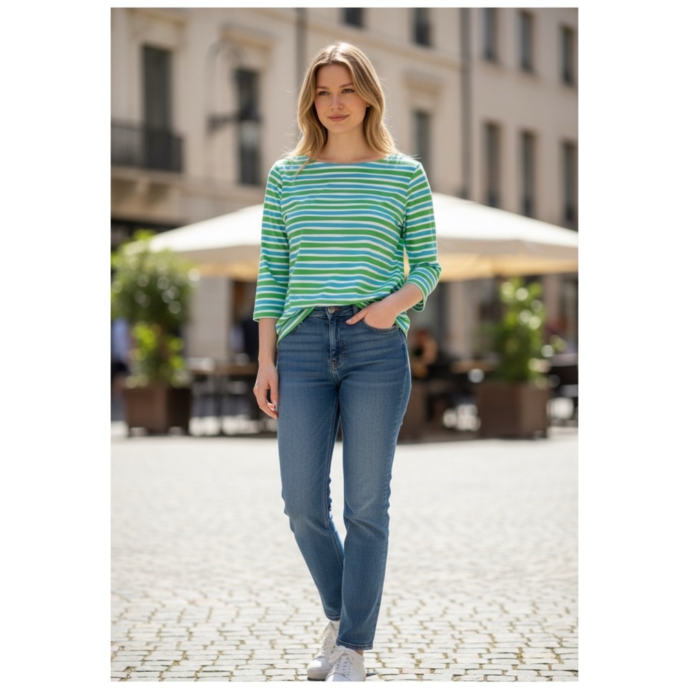 RULON REED Striped 3/4‎ Sleeve Top M